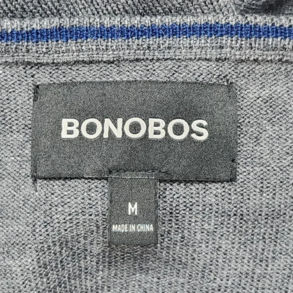 Bonobos Sweater Mens Medium Gray Merino Wool V Neck Pullover Lightweight Knit
